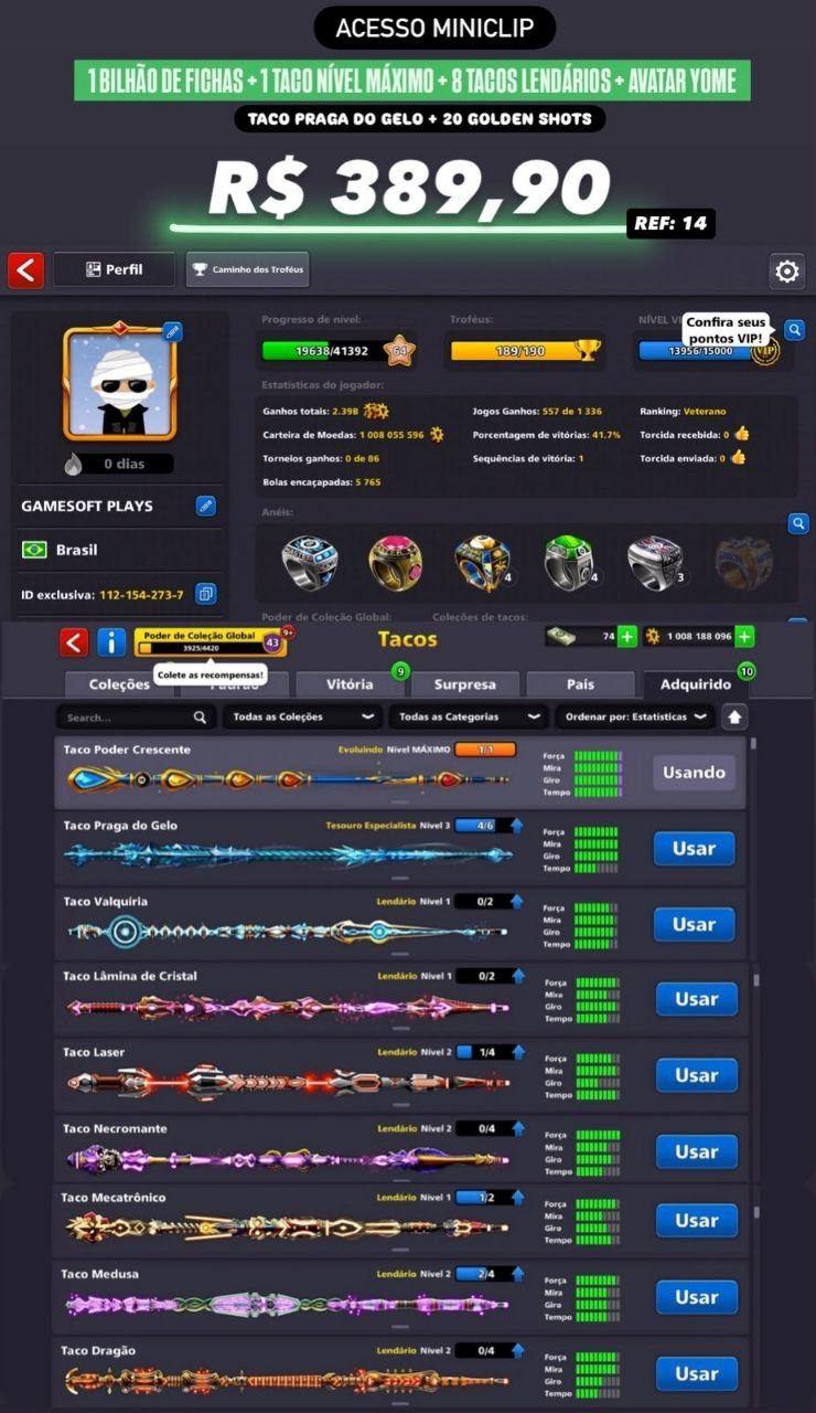 YOME MÚMIA + 1 BILHÃO DE FICHAS + 1 TACO FULL + 8 TACOS LENDÁRIOS