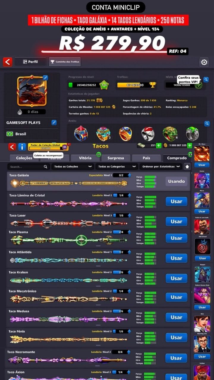 1 BILHÃO DE FICHAS + 14 TACOS LENDÁRIOS + TACO GALÁXIA + 250 NOTAS