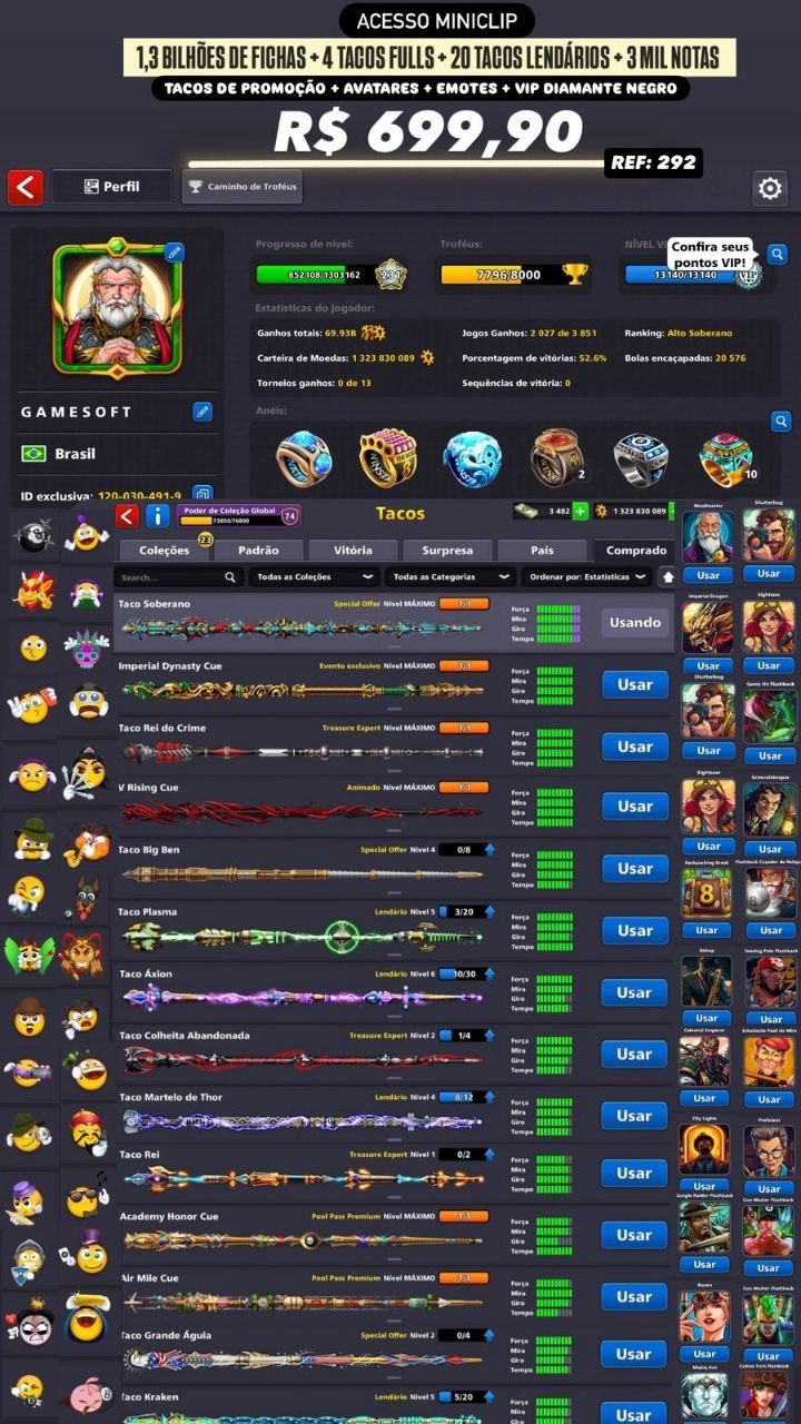1,3 BILHÕES DE FICHAS + 4 TACOS FULLS + 20 TACOS LENDÁRIOS + 3 MIL NOTAS
