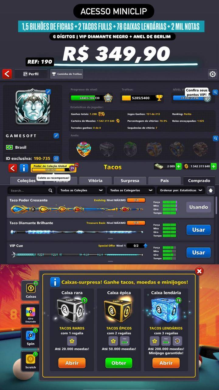 1,5 BILHÕES DE FICHAS + 2 TACOS FULLS + 78 CAIXAS LENDÁRIAS + VIP DIAMANTE NEGRO