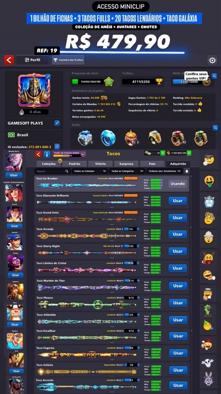 1 BILHÃO DE FICHAS + 20 TACOS LENDÁRIOS + 3 TACOS FULLS + TACO GALÁXIA