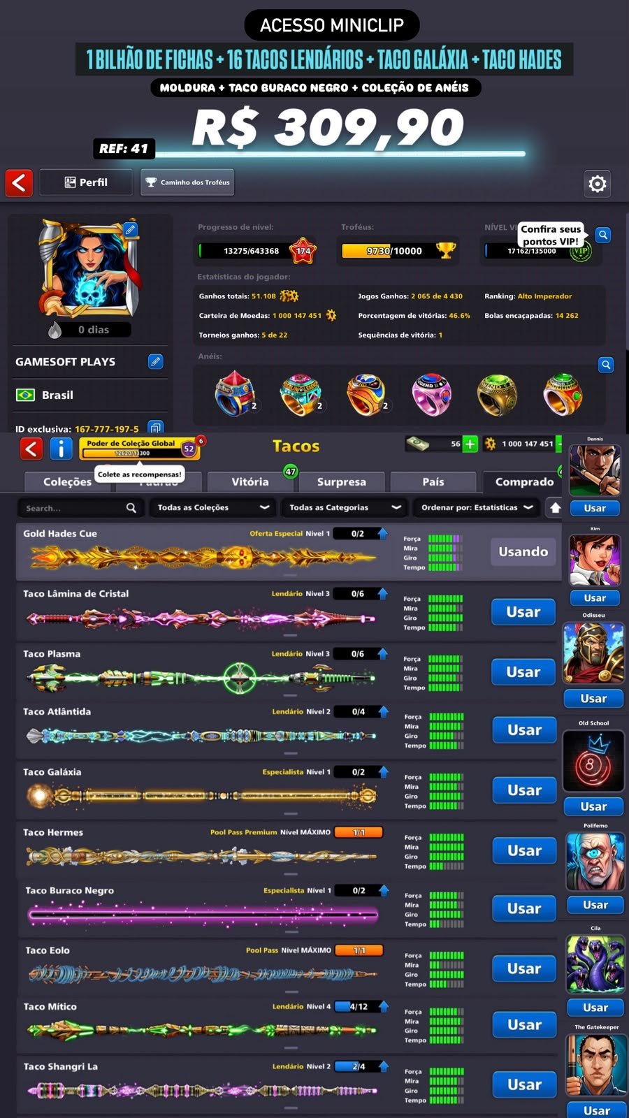 1 BILHÃO DE FICHAS + 16 TACOS LENDÁRIOS + TACO GALÁXIA + TACO HADES