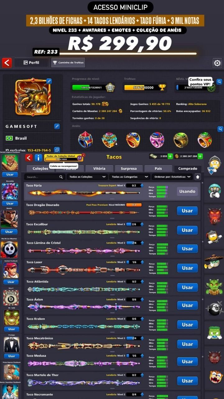 2,3 BILHÕES DE FICHAS + 14 TACOS LENDÁRIOS + TACO FÚRIA + 3 MIL NOTAS