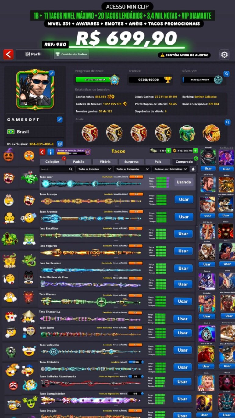 1 BILHÃO DE FICHAS + 11 TACOS NÍVEL MÁXIMO + 20 TACOS LENDÁRIOS + 3,4 MIL NOTAS